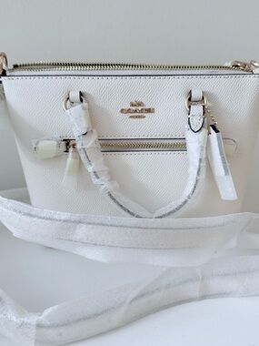 Coach Cream Pebbled Leather Mini Satchel with Gold Hardware